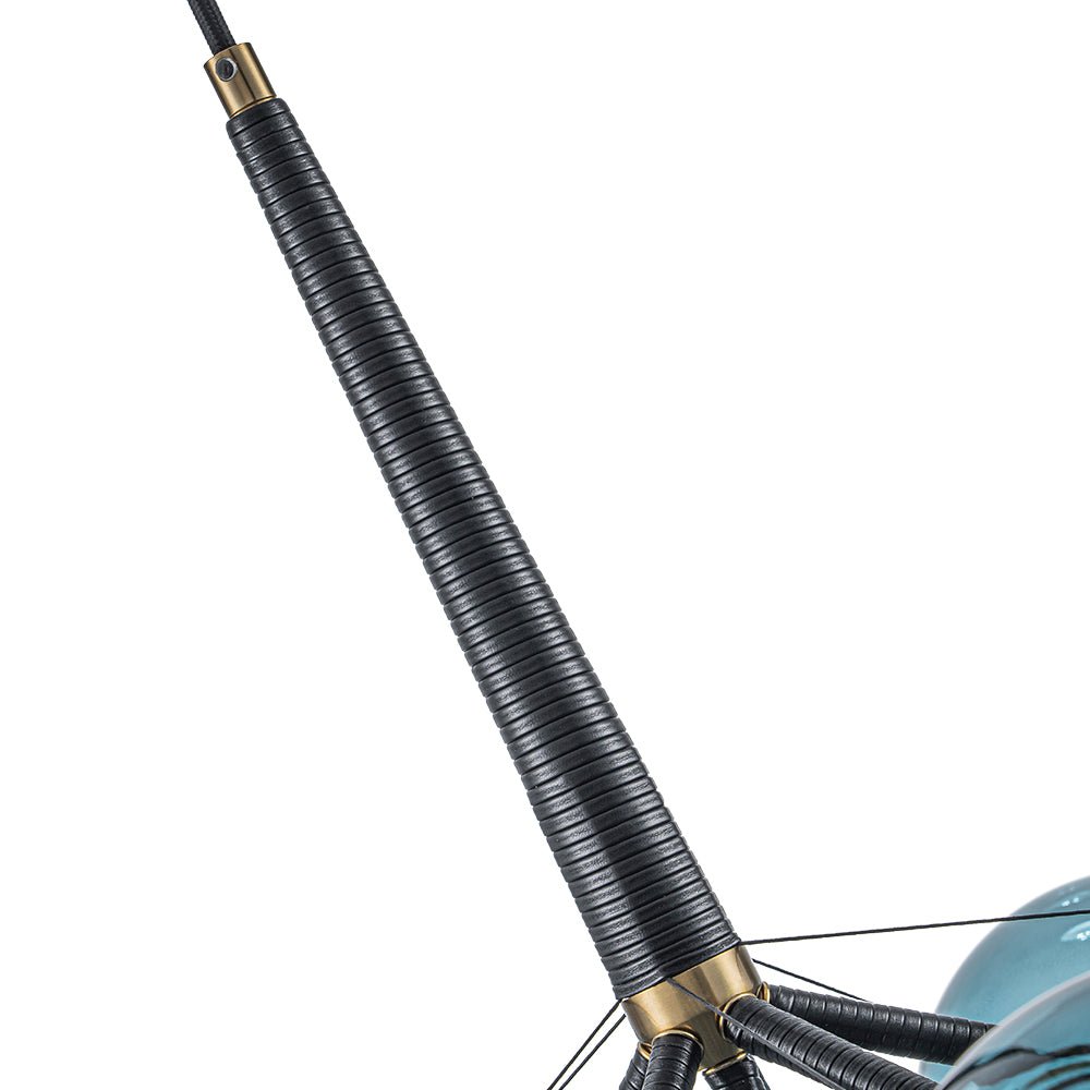 6-Light Sapphire Orb Suspended Fixture with Brass Hardware and LED Bulbs for Dining Room & Entryway
