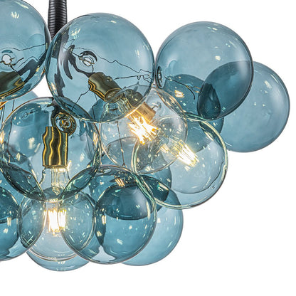 6-Light Sapphire Orb Suspended Fixture with Brass Hardware and LED Bulbs for Dining Room & Entryway