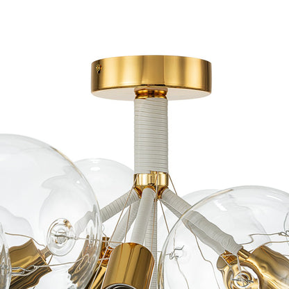 Multi-Globe Ceiling Light with Clear Glass Spheres and Metal Arms for Dining Room & Living Room