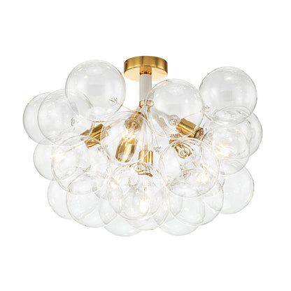 Multi-Globe Ceiling Light with Clear Glass Spheres and Metal Arms for Dining Room & Living Room