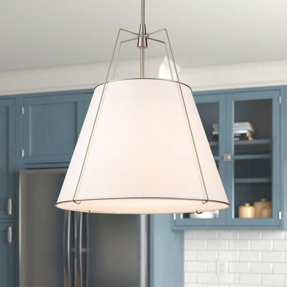 Tapered Fabric Drum Lantern Chandelier with Adjustable Height for Dining Room & Entryway