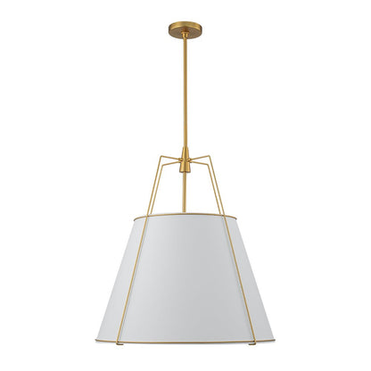 Tapered Fabric Drum Lantern Chandelier with Adjustable Height for Dining Room & Entryway
