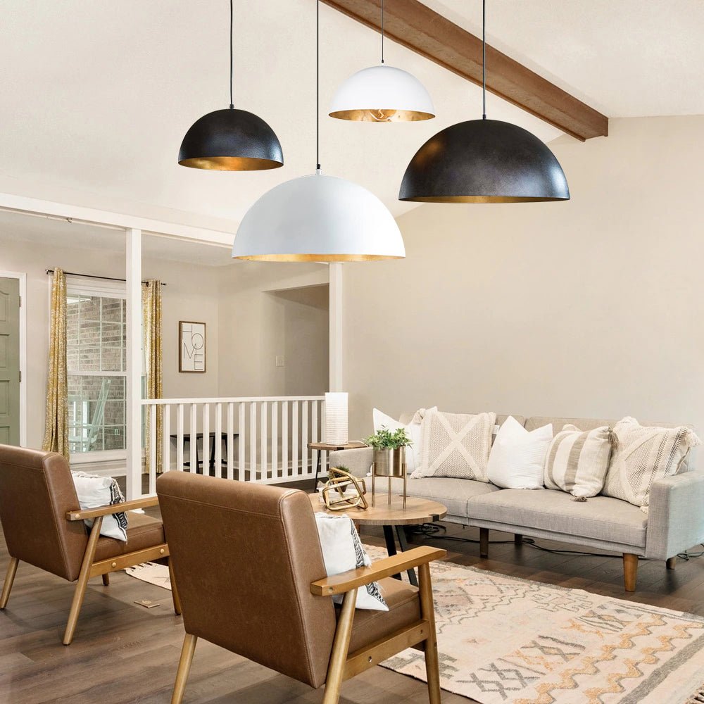 Statement Bowl Pendant Ceiling Light with Gold Interior – Adjustable Cable & Dimmable for Kitchen Island, Dining