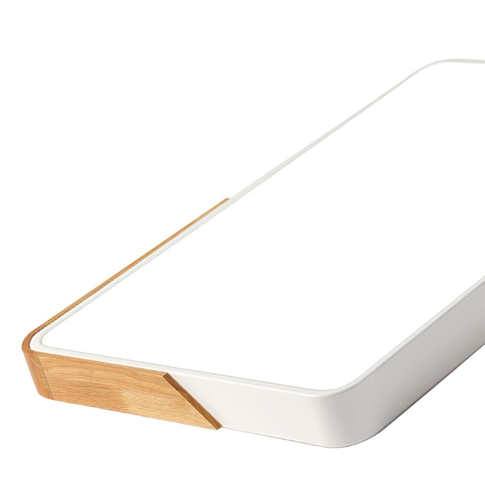 Modern Farmhouse Wood Frame Ceiling Light Fixture - Dimmable LED Low Profile Panel for Kitchen, Living Room, Bedroom - 5 Color