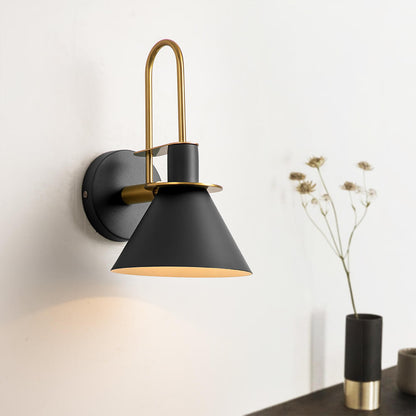 Adjustable Gooseneck Reading Sconce Metal Cone Shade Wall Light for Bedroom Hallway Nightstand Modern Mid-Century Bedside Downlight