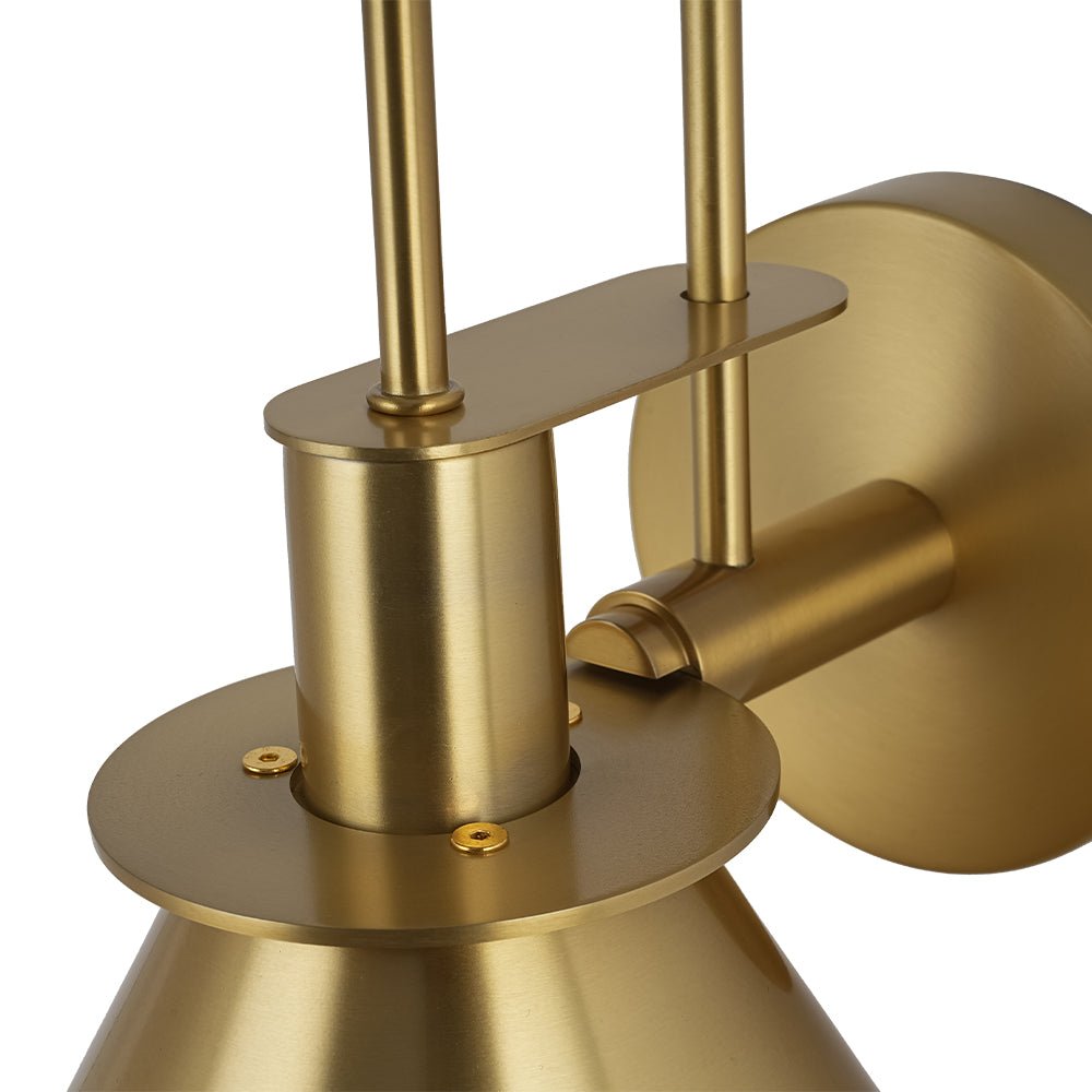 Adjustable Gooseneck Reading Sconce Metal Cone Shade Wall Light for Bedroom Hallway Nightstand Modern Mid-Century Bedside Downlight