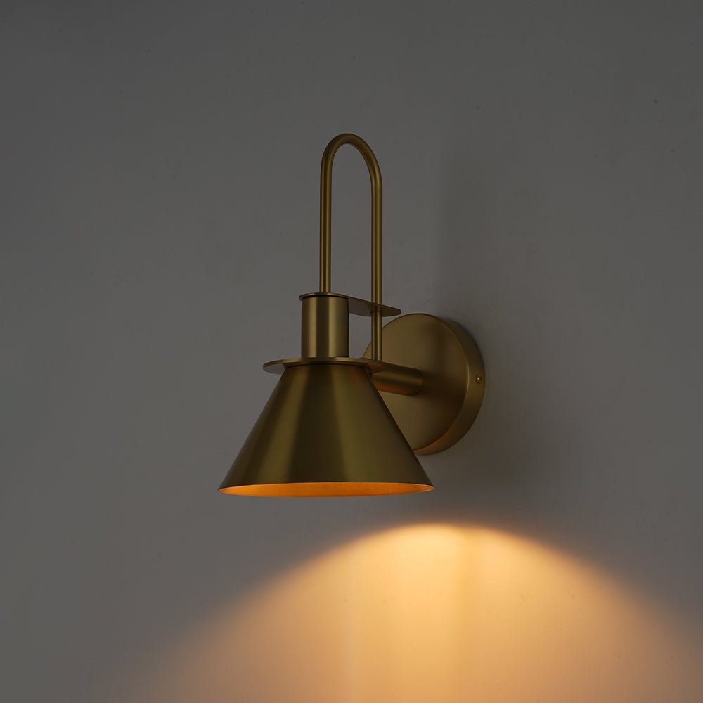 Adjustable Gooseneck Reading Sconce Metal Cone Shade Wall Light for Bedroom Hallway Nightstand Modern Mid-Century Bedside Downlight