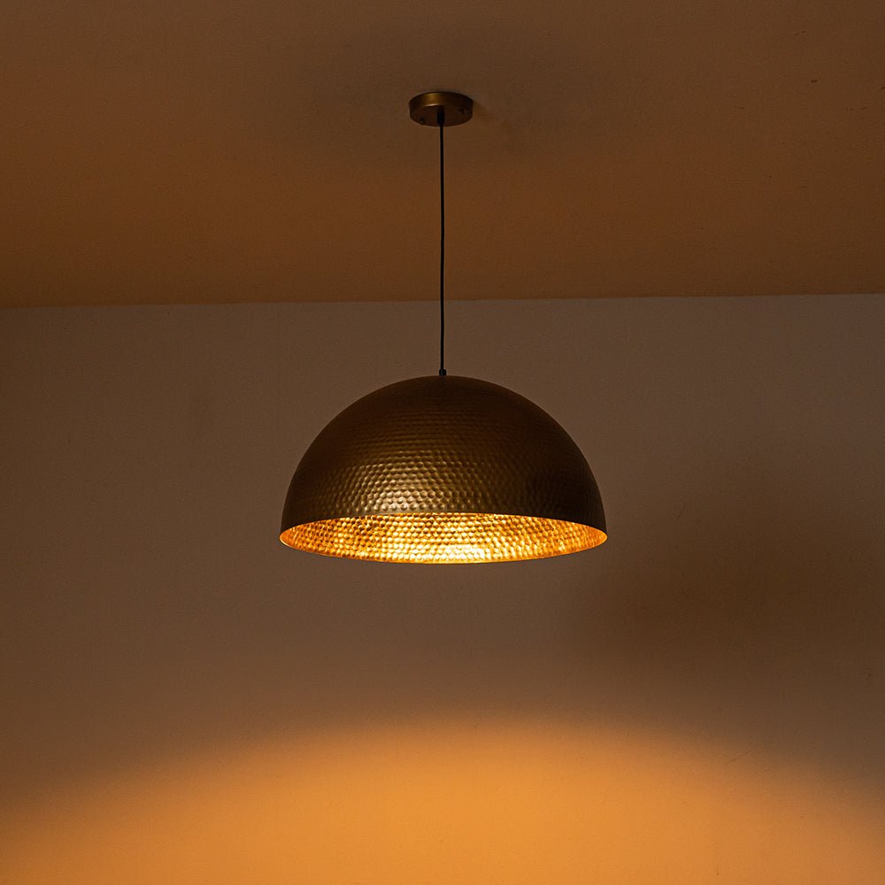 Artisan Metal Dome Overhead Fixture 16 or 24 inch with Hammered Texture and Adjustable Cord for Dining Table Kitchen Counter Living Space En