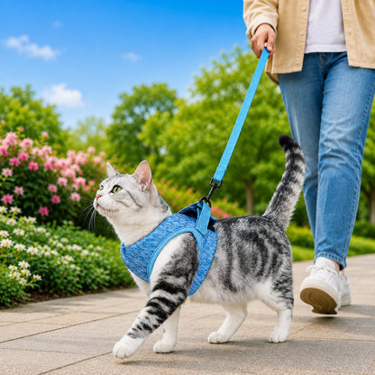 Ortekor Lightweight Cat Harness & Leash Set for Outdoor Walks - Breathable Adjustable Vest for Secure, Comfortable Control