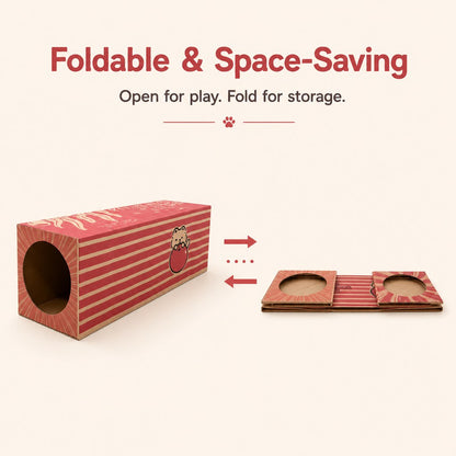 Ortekor Foldable Kraft Paper Cat Tunnel for Indoor Cats - Space-Saving Hide & Play Toy to Beat Boredom