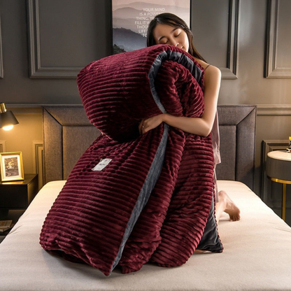 Reversible Fleece Comforter Set with Matching Pillowcase | Ultra-Soft Double-Layer Bedding for Cold Nights | Cozy Winter Duvet