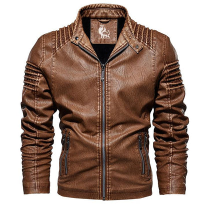Men's Premium Vegan Leather Moto Jacket – Water-Resistant Faux Leather Coat with Scratch-Proof Finish for Everyday Wear & Rides