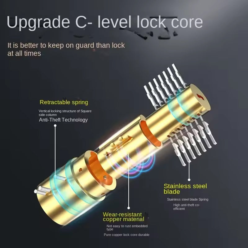 Retractable Anti-Theft Bar with Copper Core Lock & Emergency Glass Breaker for Cars, SUVs & Trucks