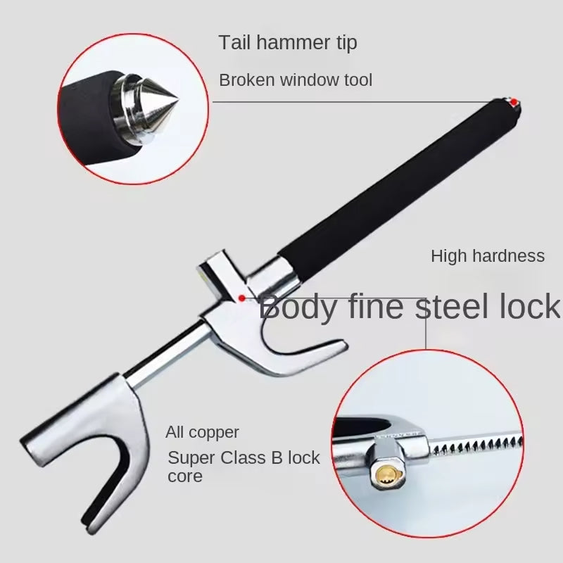 Retractable Anti-Theft Bar with Copper Core Lock & Emergency Glass Breaker for Cars, SUVs & Trucks