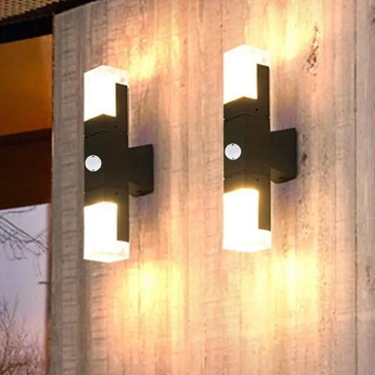 Motion Sensor Outdoor Wall Sconce Black Aluminum 10.6 Inch LED Fixture for Entryway Patio Garage IP65 Weatherproof Automatic Lighting