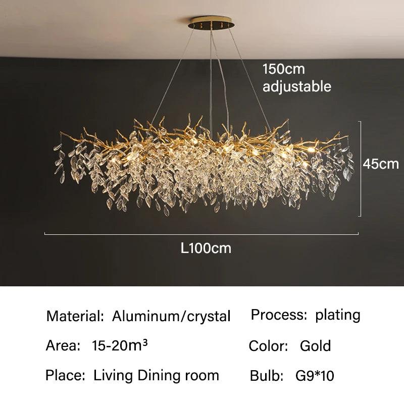 Crystal Ceiling Fixture LED Linear Bar Chandelier Dining Room Gold Silver Hanging Light Modern Luxury Island Lighting for Living Spaces