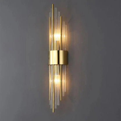 Crystal Wall Sconce with LED Light – Modern Gold or Black Finish for Bedroom, Hallway, Living Room – 14 in to 22 in