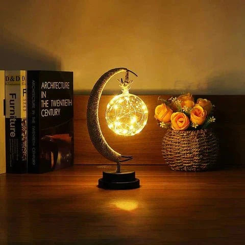LED Moon Lamp Battery Operated 11 Inch Decorative Night Light for Bedrooms Desks Nightstands Portable Cordless Lunar Glow Accent Lighting