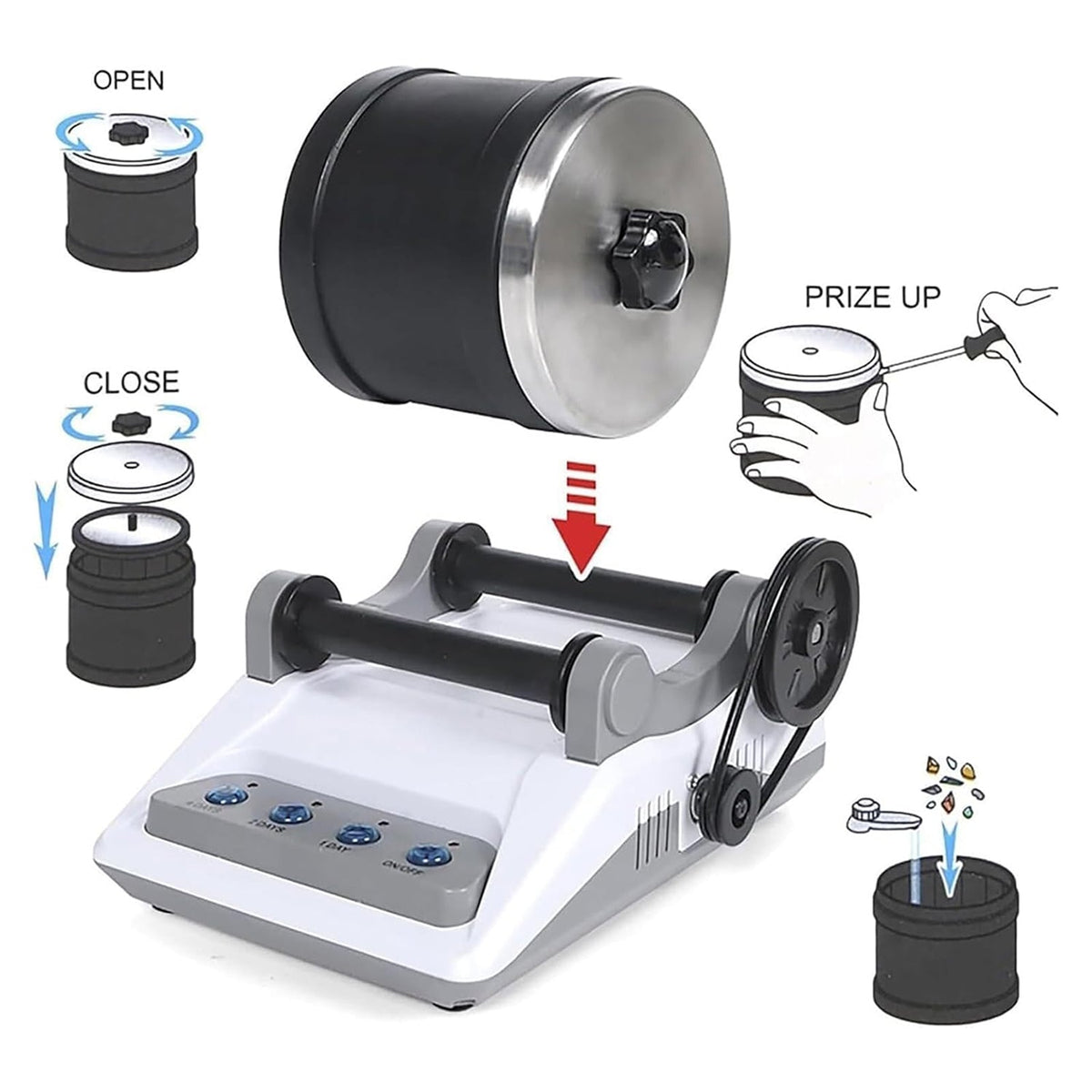 GemMaster | Rock Tumbler Kit with Quiet Operation & Leak-Proof Design | Ideal for Beginners & Educational Fun