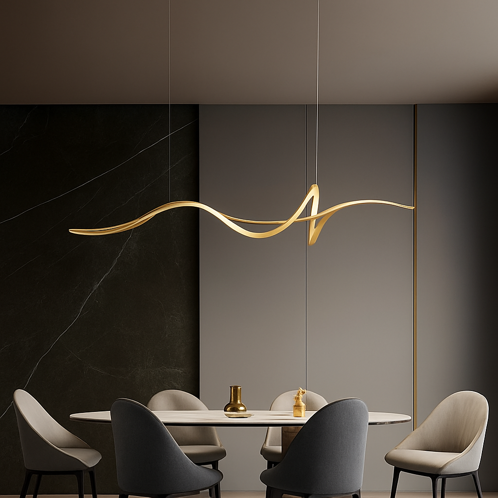 Dimmable LED Ceiling Pendant Light with Remote Control for Dining Room & Living Room | Contemporary Hanging Fixture in Black, White or Gold