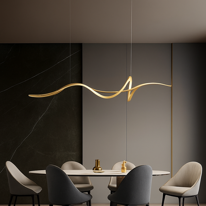 Dimmable LED Ceiling Pendant Light with Remote Control for Dining Room & Living Room | Contemporary Hanging Fixture in Black, White or Gold