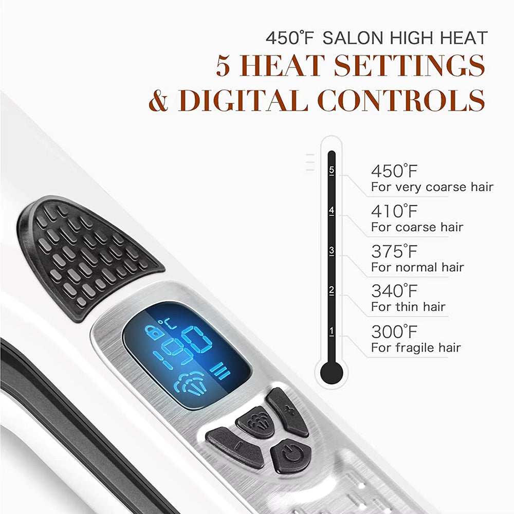 Ceramic Steam Hair Iron with Digital Display & Moisture Control for Silky Results