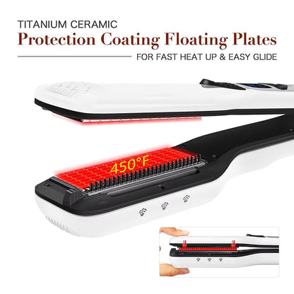 Ceramic Steam Hair Iron with Digital Display & Moisture Control for Silky Results