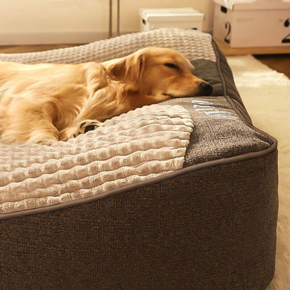 Elevated Edge Pet Bed with Raised Bolster – Plush Velour Orthopedic Dog Sleeping Mat for Joint Support, Removable Washable Cover, Medium