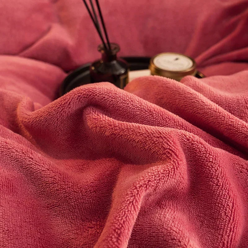 Soft Fleece Comforter Cover Set Winter Warm Bedding Queen King Gray Pink Beige Black for Bedroom Cold Weather Cozy Night Sleep