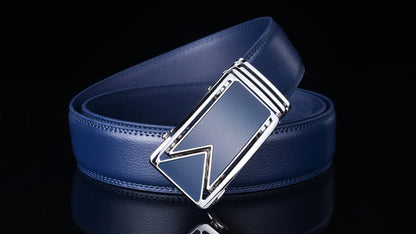 Genuine Cowhide Dress Belt for Men – Water-Resistant Full-Grain Leather with Scratch-Proof Finish, Classic Navy Waist Strap for Business &
