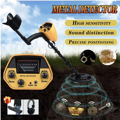 Handheld Treasure Finder with Waterproof Coil & Adjustable Shaft for Gold, Silver, Coins & Relics | Beach & Land Detection