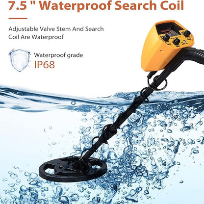 Handheld Treasure Finder with Waterproof Coil & Adjustable Shaft for Gold, Silver, Coins & Relics | Beach & Land Detection
