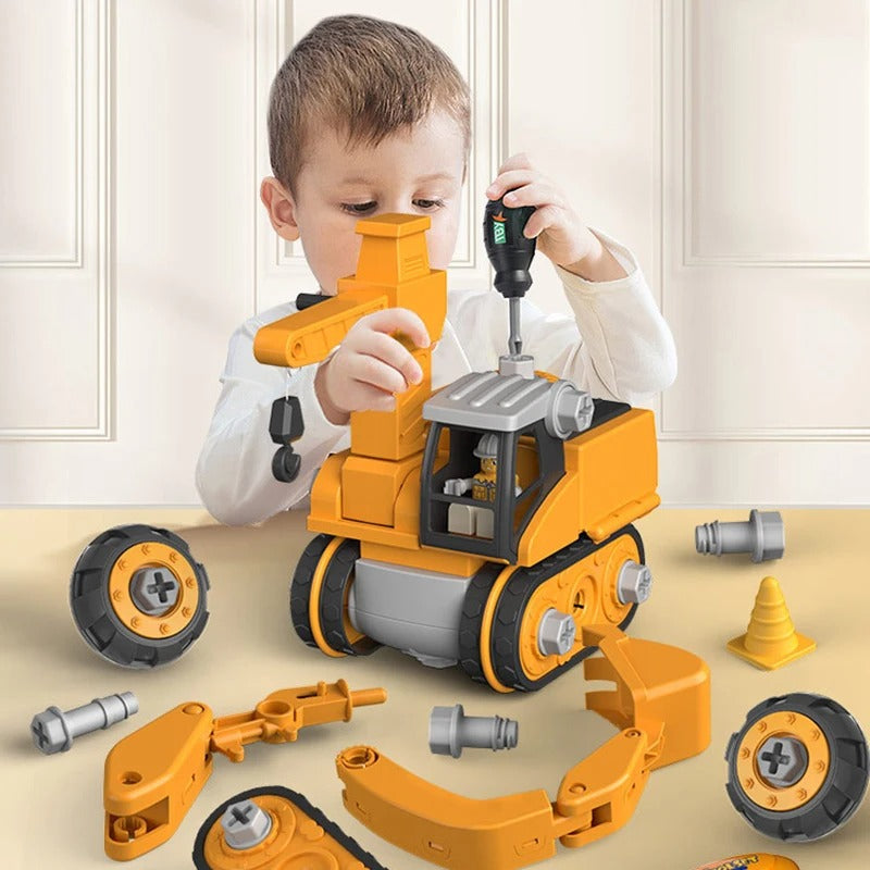 Take-Apart Digger Playset with Motorized Driver Tool & Manual Wrench for Kids Ages 3+ Engineering STEM Learning Toy Builds Fine Motor Skills