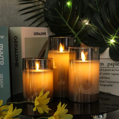 Flameless LED Pillar Candles with Remote Control & Timer – 3-Piece Set, Realistic Flickering Flame Effect for Living Room, Bedroom, Dining