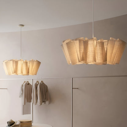 Lámpara de techo colgante con pantalla de tela plisada de 16 pulgadas, color crema cálido, para comedor, isla de cocina, estilo minimalista moderno escandinavo japonés, iluminación ambiental