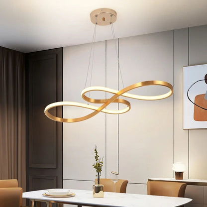 Adjustable Ring Ceiling Light with Remote Dimmable LED 37 in Gold for Dining Room Kitchen Island Modern Hanging Fixture 3-Color Temperature