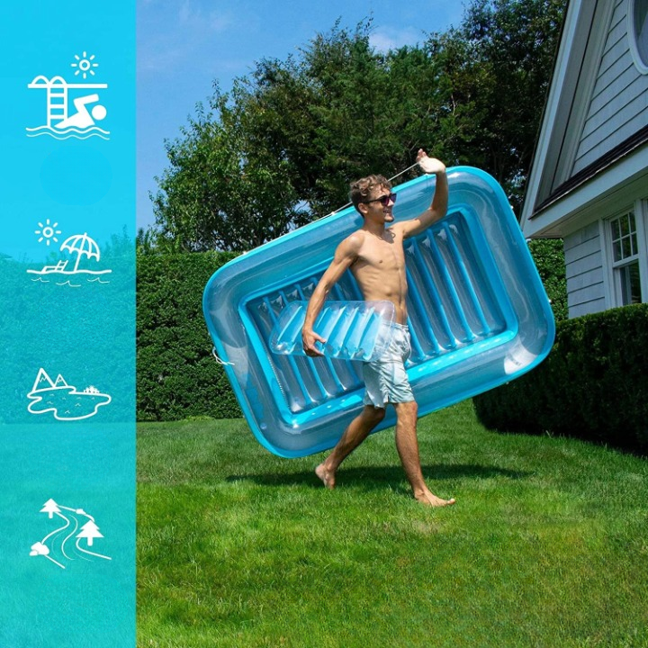 Ortekor SunBreeze | Tumbona inflable para exteriores con reposacabezas extraíble | Diseño espacioso para la máxima relajación junto a la piscina