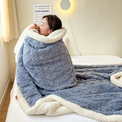 LuxyCozy | Manta de invierno de lana de cordero gruesa con suavidad de forro polar | Comodidad ligera para días fríos