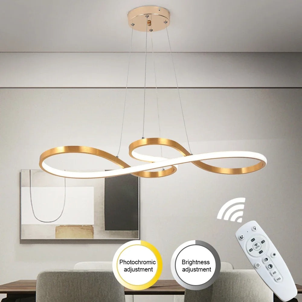 Adjustable Ring Ceiling Light with Remote Dimmable LED 37 in Gold for Dining Room Kitchen Island Modern Hanging Fixture 3-Color Temperature