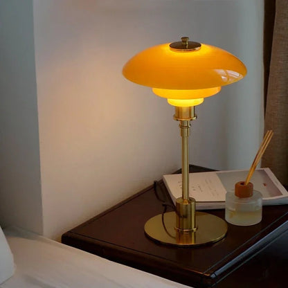Frosted Glass Desk Lamp 18 in Tall Gold Metal Base E27 Socket Rotary Switch for Nightstand Study Office Reading