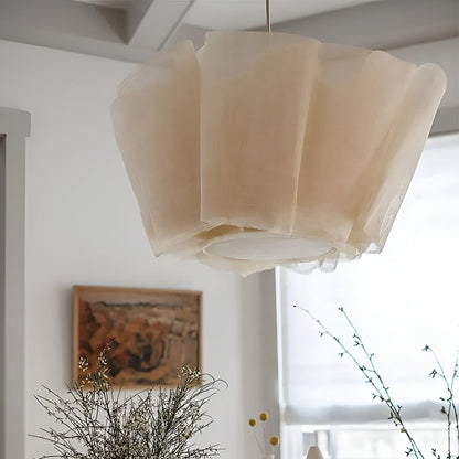 Lámpara de techo colgante con pantalla de tela plisada de 16 pulgadas, color crema cálido, para comedor, isla de cocina, estilo minimalista moderno escandinavo japonés, iluminación ambiental