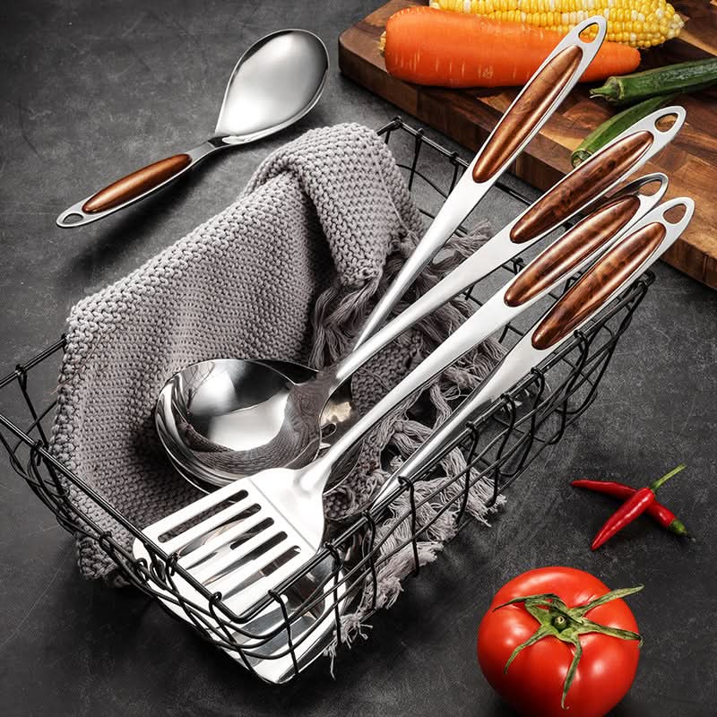 IRONSPAT – Juego de utensilios de cocina de acero inoxidable ergonómicos para una cocina de precisión y uso diario