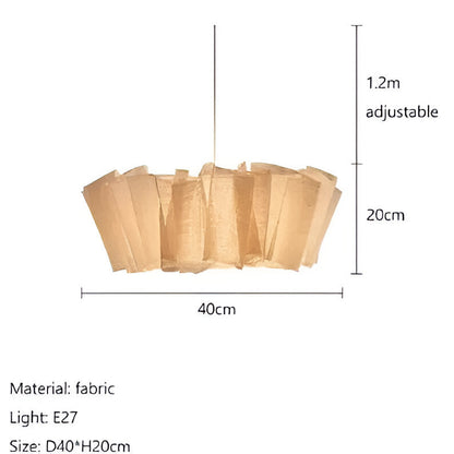 Lámpara de techo colgante con pantalla de tela plisada de 16 pulgadas, color crema cálido, para comedor, isla de cocina, estilo minimalista moderno escandinavo japonés, iluminación ambiental
