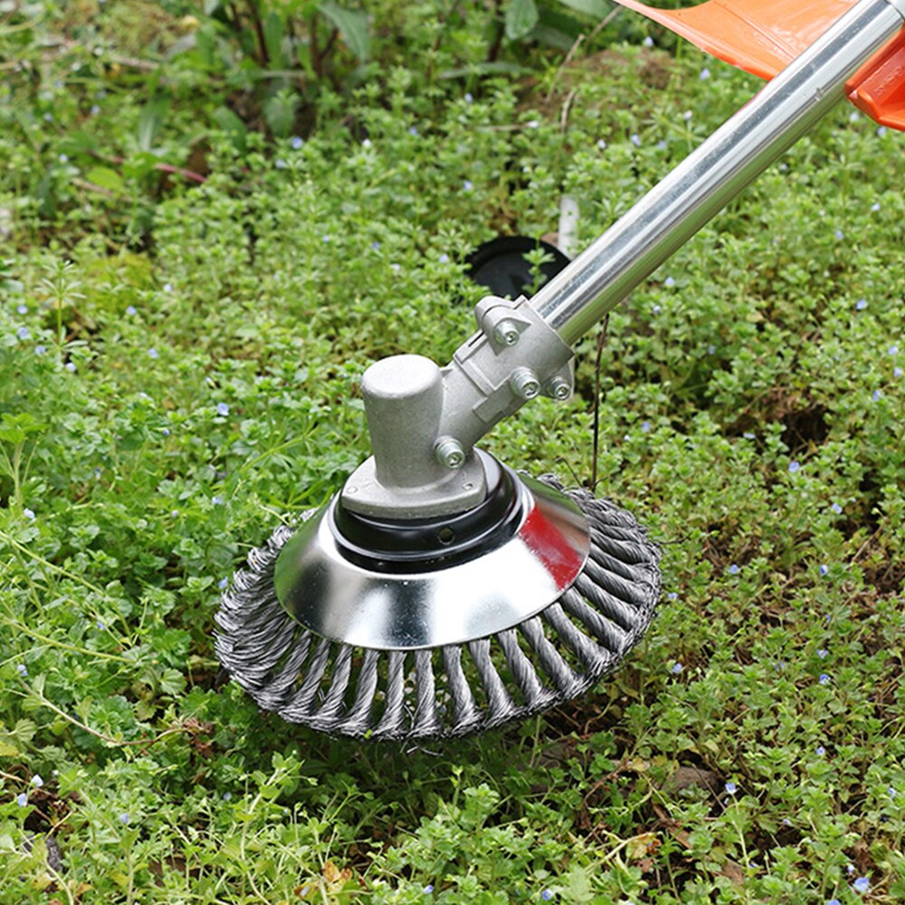Steel Wire Brush Trimmer Head for Weed Removal – Universal Attachment for String Trimmers & Brush Cutters – Heavy-Duty 360° Design for
