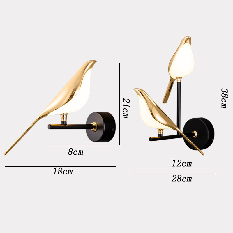 Magnetic Swivel Bird Sconce with 3-Mode LED – Gold Metal Statement Light for Bedroom & Living Room Walls
