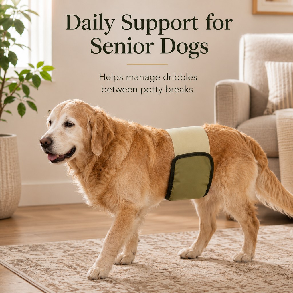 Ortekor 3-Pack Washable Male Dog Belly Bands for Indoor Marking & Senior Dribbles - Reusable Dog Diaper Wraps to Protect Floors & Furniture