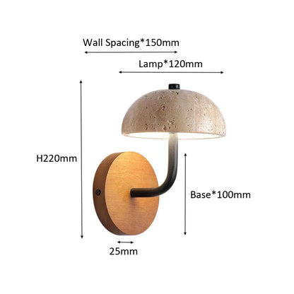 Marble Sconce Light Fixture for Bedroom & Living Room 8.7 Inch Downlight Wall Mount Stone Wood Accent Lamp Warm Glow Modern Farmhouse Hallwa