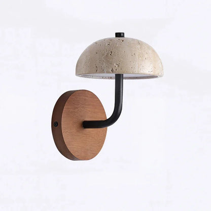 Marble Sconce Light Fixture for Bedroom & Living Room 8.7 Inch Downlight Wall Mount Stone Wood Accent Lamp Warm Glow Modern Farmhouse Hallwa