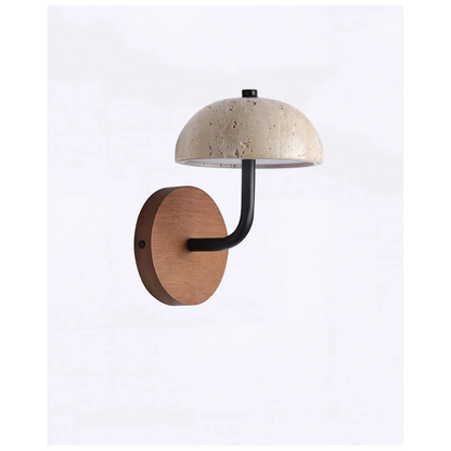Marble Sconce Light Fixture for Bedroom & Living Room 8.7 Inch Downlight Wall Mount Stone Wood Accent Lamp Warm Glow Modern Farmhouse Hallwa