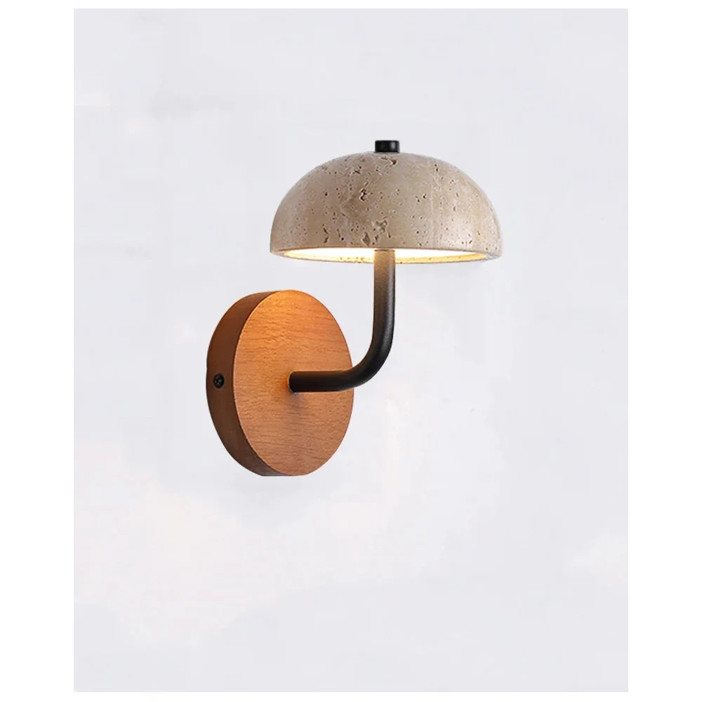 Marble Sconce Light Fixture for Bedroom & Living Room 8.7 Inch Downlight Wall Mount Stone Wood Accent Lamp Warm Glow Modern Farmhouse Hallwa